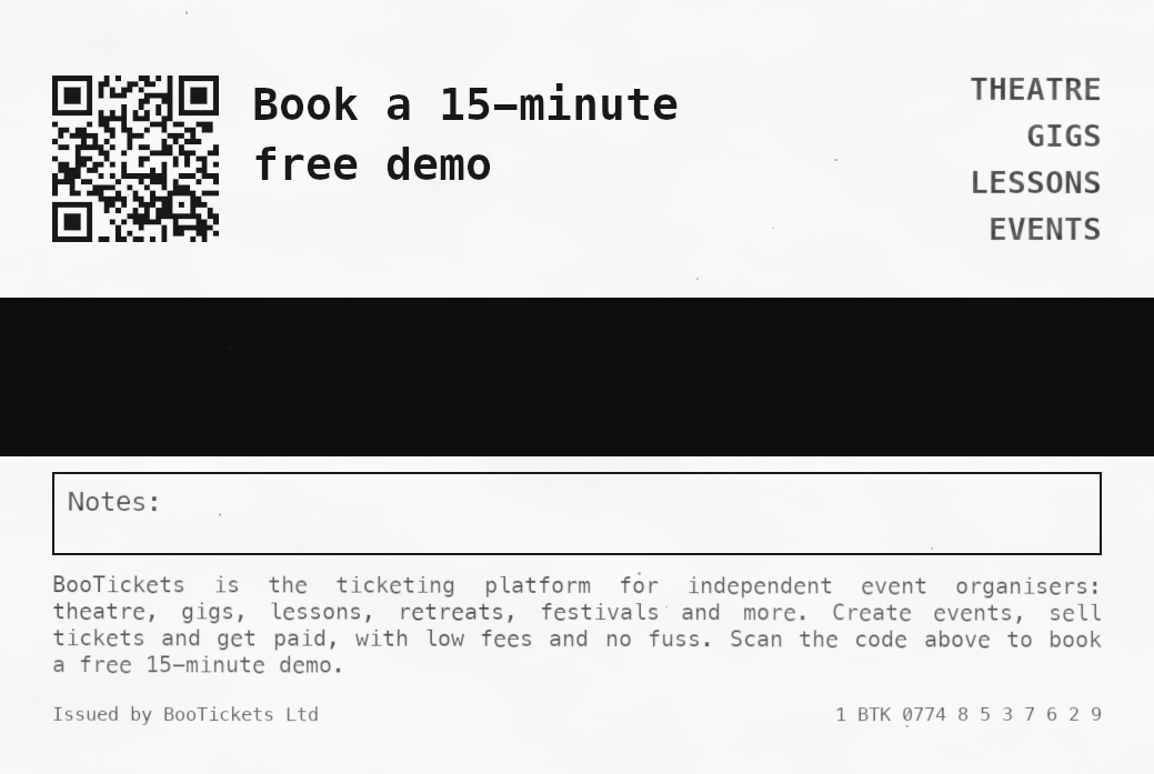 BooTickets business card